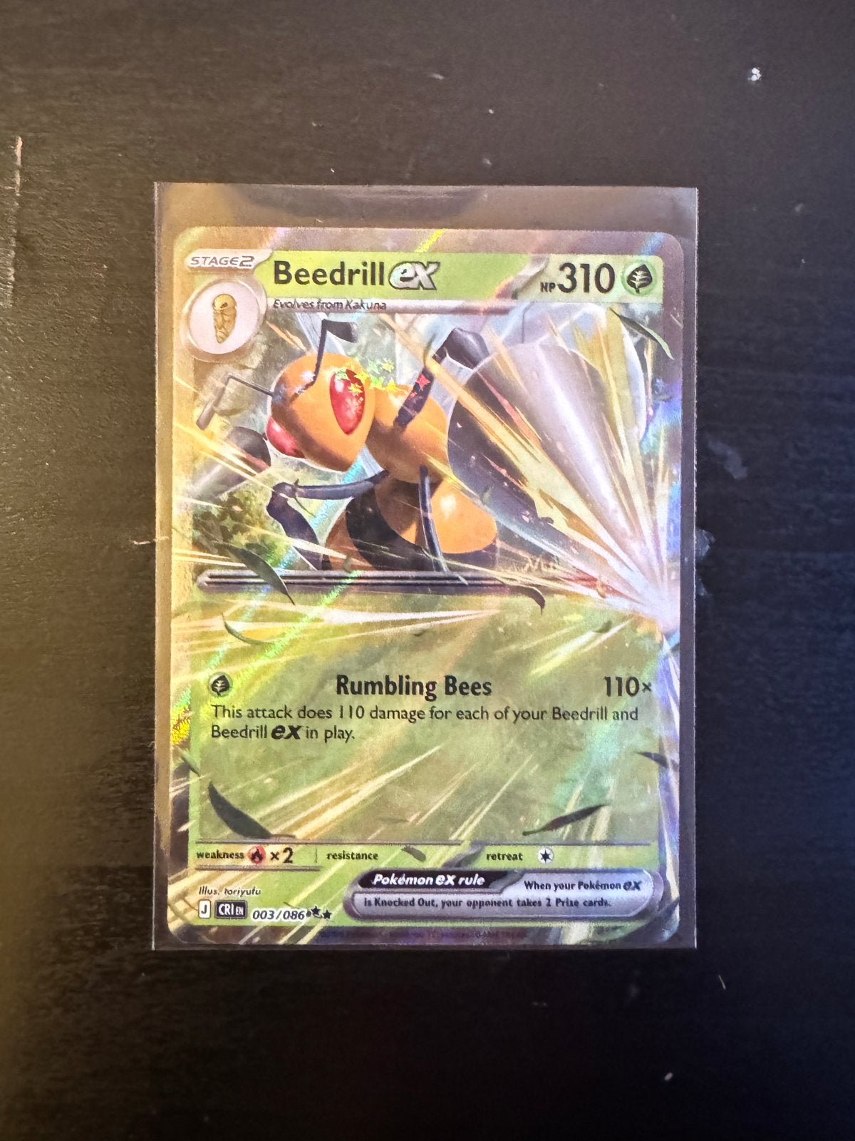 Pokémon Beedrill EX- chaos rising, Ophalen of Verzenden, Zo goed als nieuw, Losse kaart, Foil