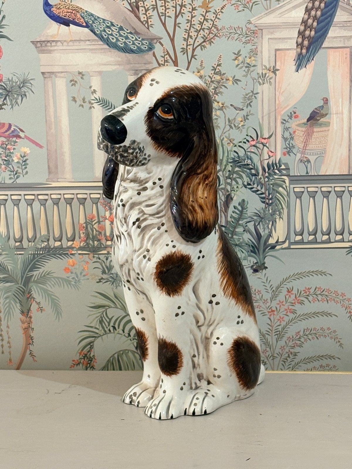 Vintage Italiaanse Keramische Spaniël - Hollywood Regency, Antiek en Kunst, Ophalen of Verzenden