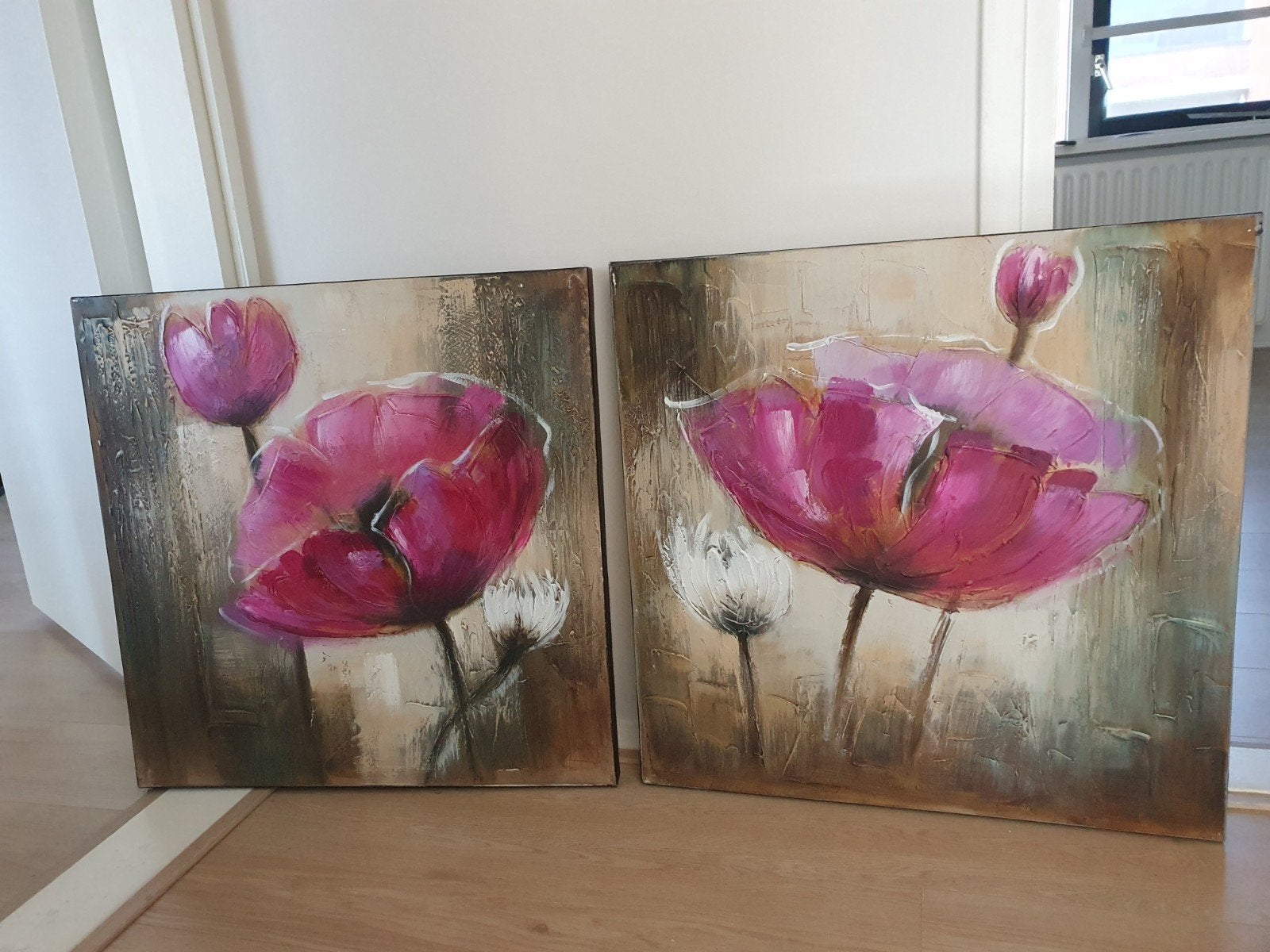 Twee schilderijen 60 x 60 cm, Huis en Inrichting, Woonaccessoires | Schilderijen, Tekeningen en Foto's, Ophalen, 50 tot 75 cm