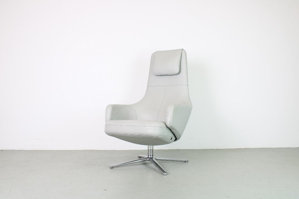 Vitra Repos fauteuil, licht grijs leer, Ophalen, Gebruikt, 50 tot 75 cm, Leer
