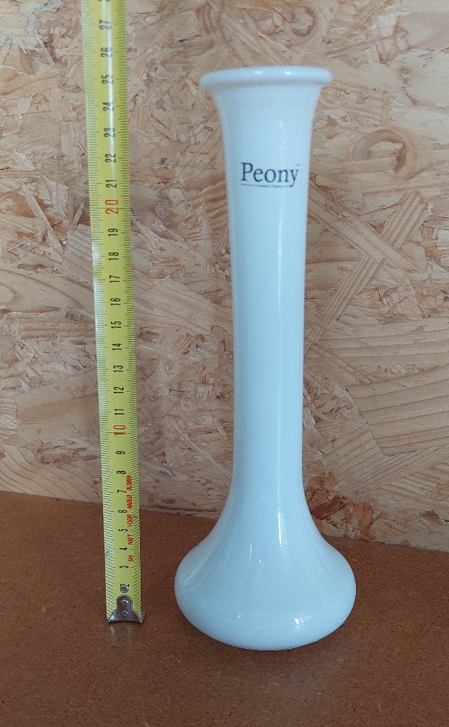Peoney wit glazen vaasje, Ophalen of Verzenden