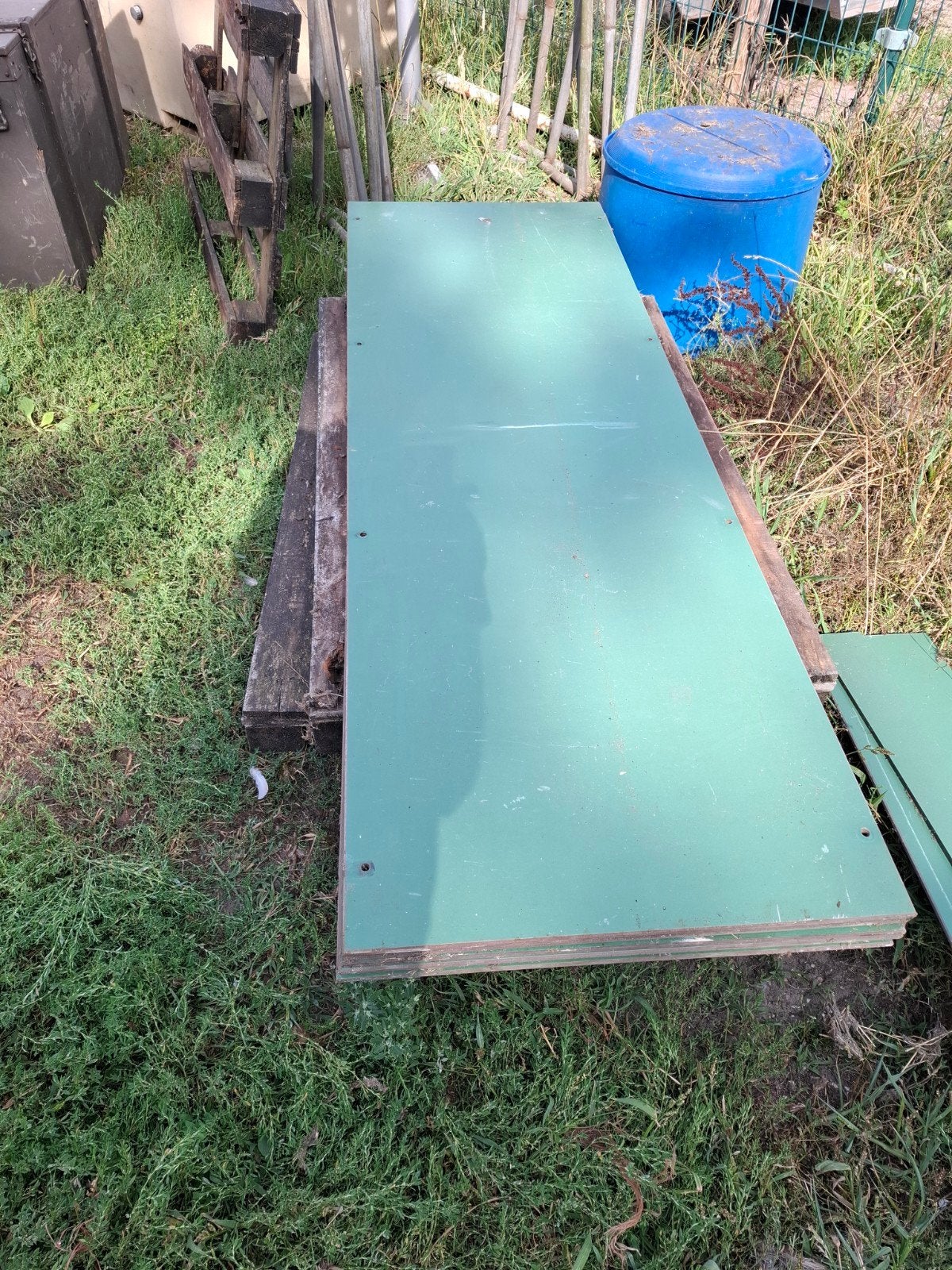 6 groene Trespa platen 10mm 195x65cm + 2 reststukken, Doe-het-zelf en Verbouw, Platen en Panelen, Ophalen of Verzenden