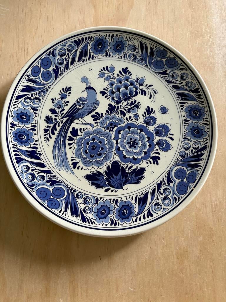 Handgeschilderd Delfts blauw wandbord - Paradijsvogel, Ophalen of Verzenden