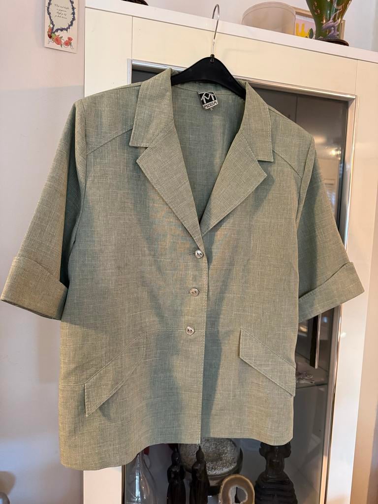Casa Moda Jasje - Lichtgroen met korte mouwen maat 46, Kleding | Dames, Jasjes, Kostuums en Pakken, Zo goed als nieuw, Jasje, Maat 46/48 (XL) of groter