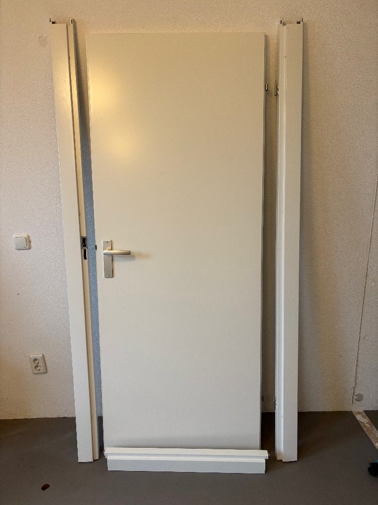 Svedex Superlak opdekdeur 201,5 x 78 wit + stalen kozijn, Ophalen, Gebruikt, Minder dan 80 cm, Binnendeur