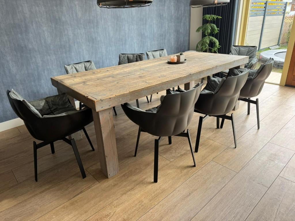 B&B Italia Husk design eetkamerstoel 8x Patricia Urquiola, Huis en Inrichting, Stoelen, Ophalen, Design, Zo goed als nieuw, Grijs