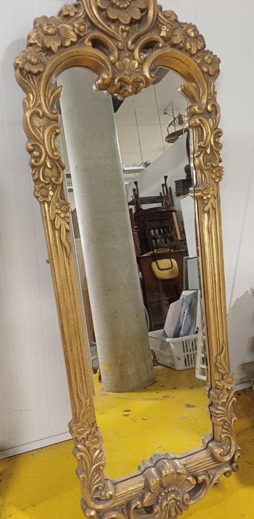 Gouden Barok spiegel - Antieke stijl - passpiegel, Antiek en Kunst, Ophalen, Rechthoekig, Minder dan 50 cm, 100 tot 150 cm