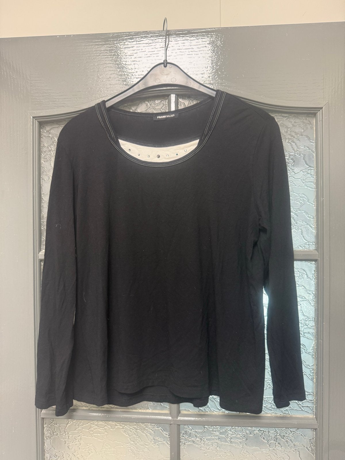 Frank Walder zwarte top met lange mouwen maat 46, Zwart, Maat 46/48 (XL) of groter, Ophalen of Verzenden, Zo goed als nieuw