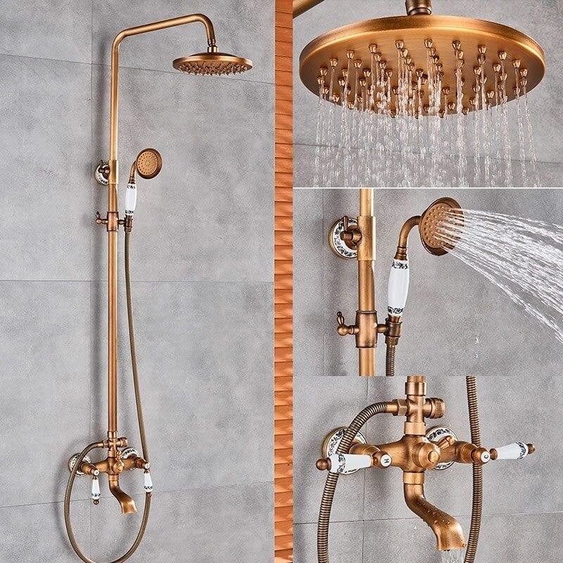 Antiek messing Doucheset met Gouden Regendouche en Kraan, Sanitair-online.eu, Rolisa25@gmail.com, Nieuw, Ophalen of Verzenden