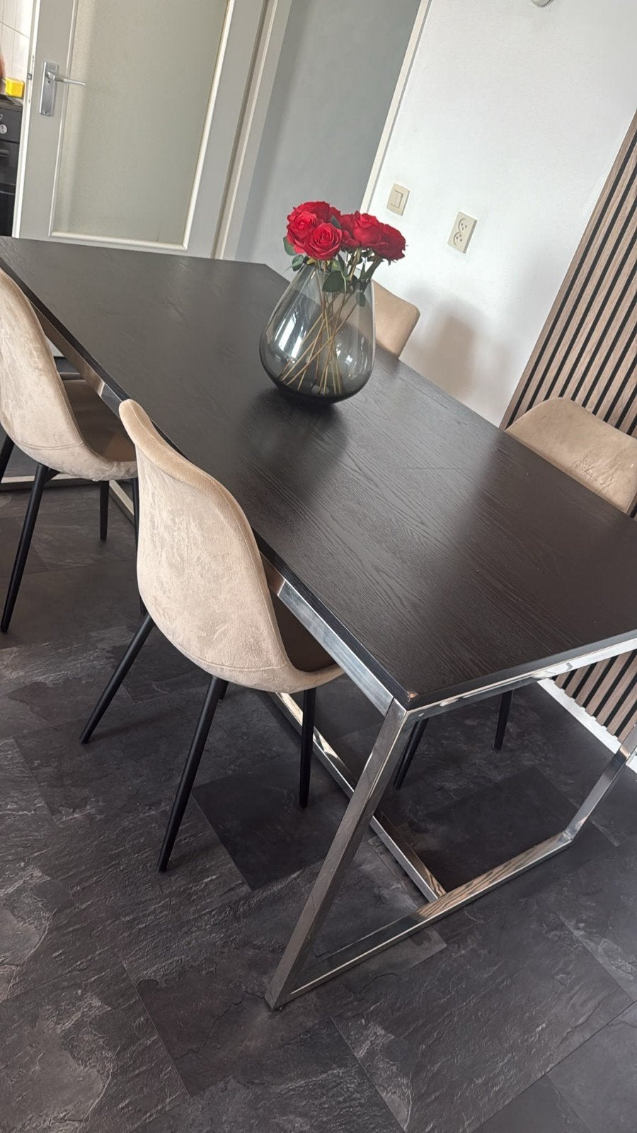 Moderne eettafel zwart 180 x 90 cm, Huis en Inrichting, Ophalen, Gebruikt, 50 tot 100 cm, 150 tot 200 cm