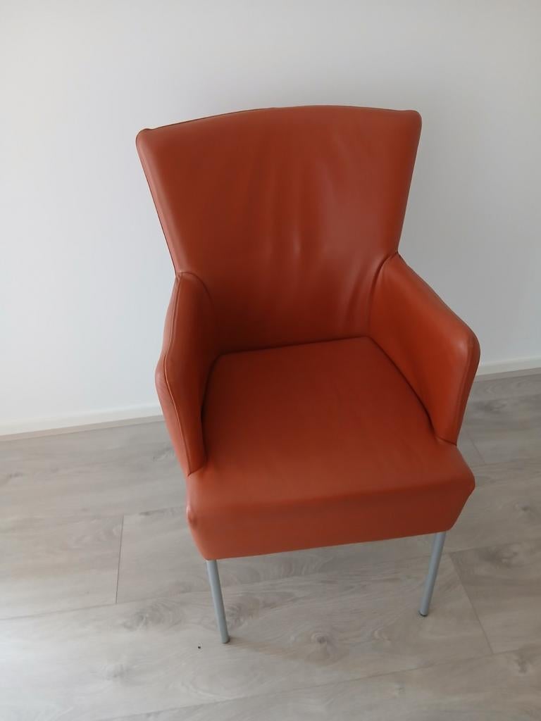 6 leren eetkamerstoelen, Huis en Inrichting, Fauteuils, Ophalen of Verzenden, Gebruikt, 50 tot 75 cm
