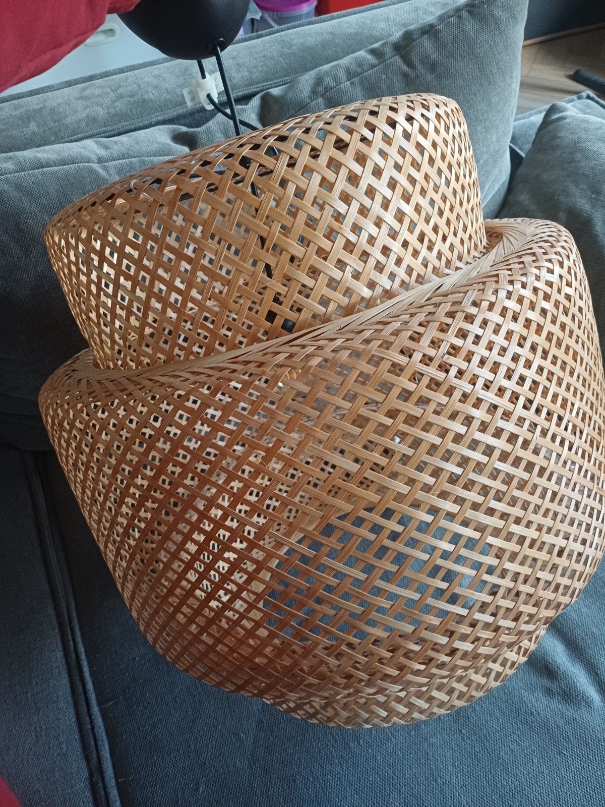Bamboe IKEA lamp en zwarte draadlamp - snel ophalen!, Ophalen, Gebruikt, Hout