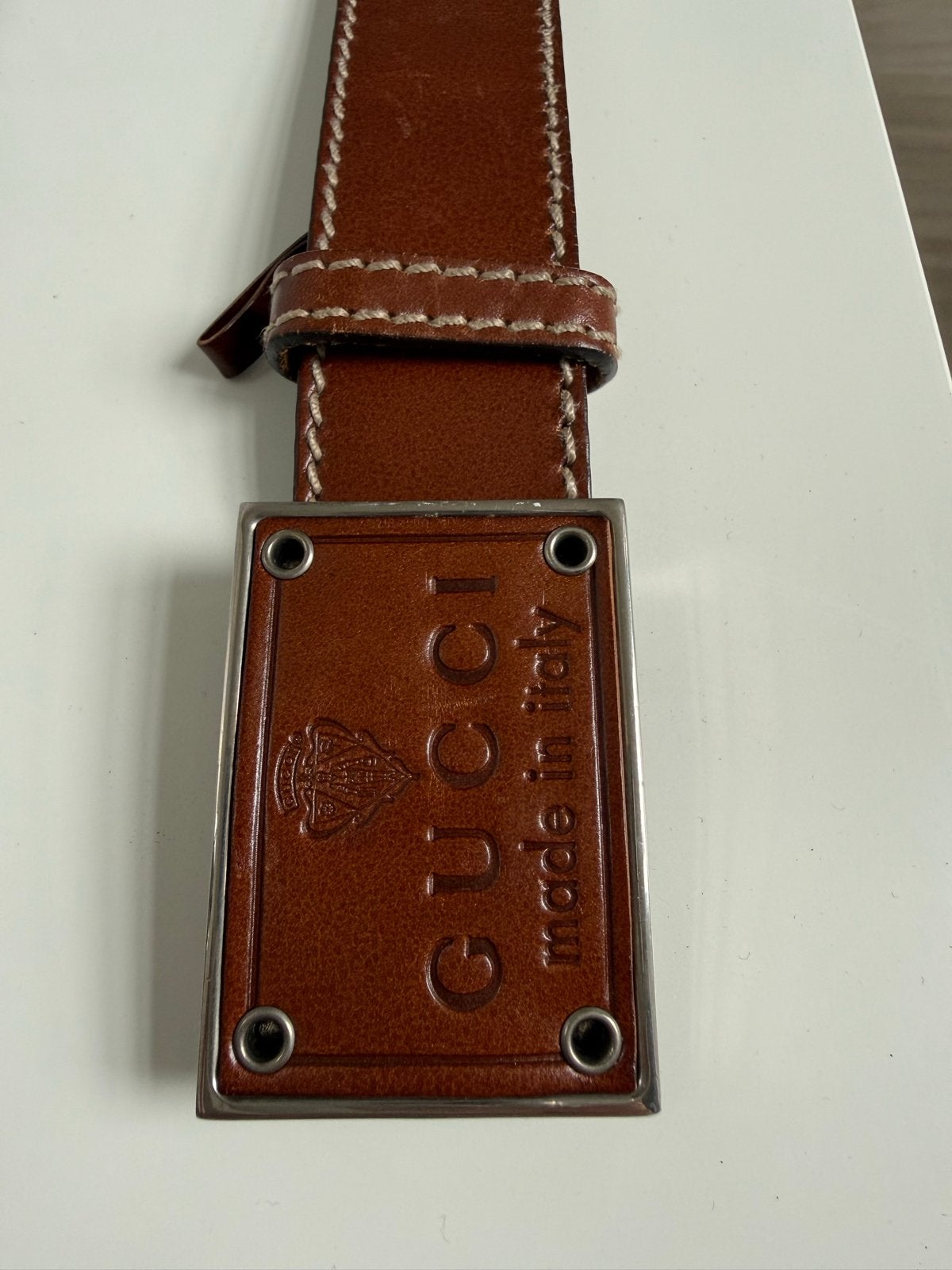 Gucci Leren Riem met Gesp - Bruin, Zo Goed als Nieuw, Kleding | Heren, Riemen en Ceinturen, Bruin, Echt leder, Zo goed als nieuw