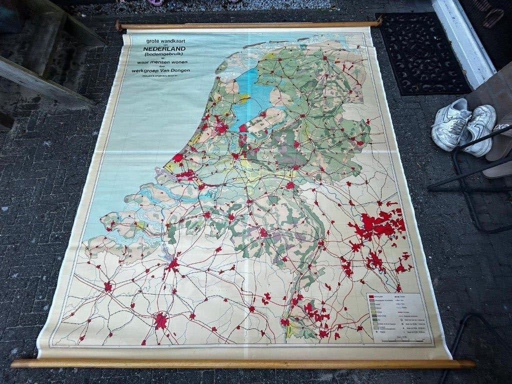 Wandkaart van Nederland, Antiek en Kunst, Antiek | Schoolplaten, Ophalen of Verzenden, Natuur en Biologie