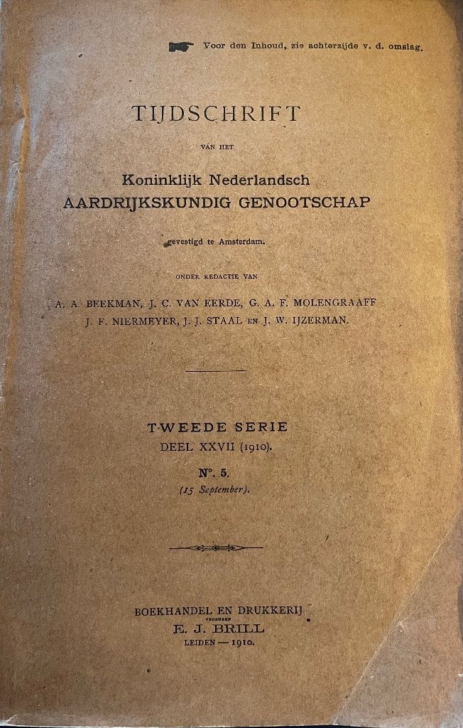 Tijdschrift Koninklijk Aardrijkskundig Genootschap no'5 1910, Ophalen of Verzenden, Gelezen, Wetenschap en Natuur