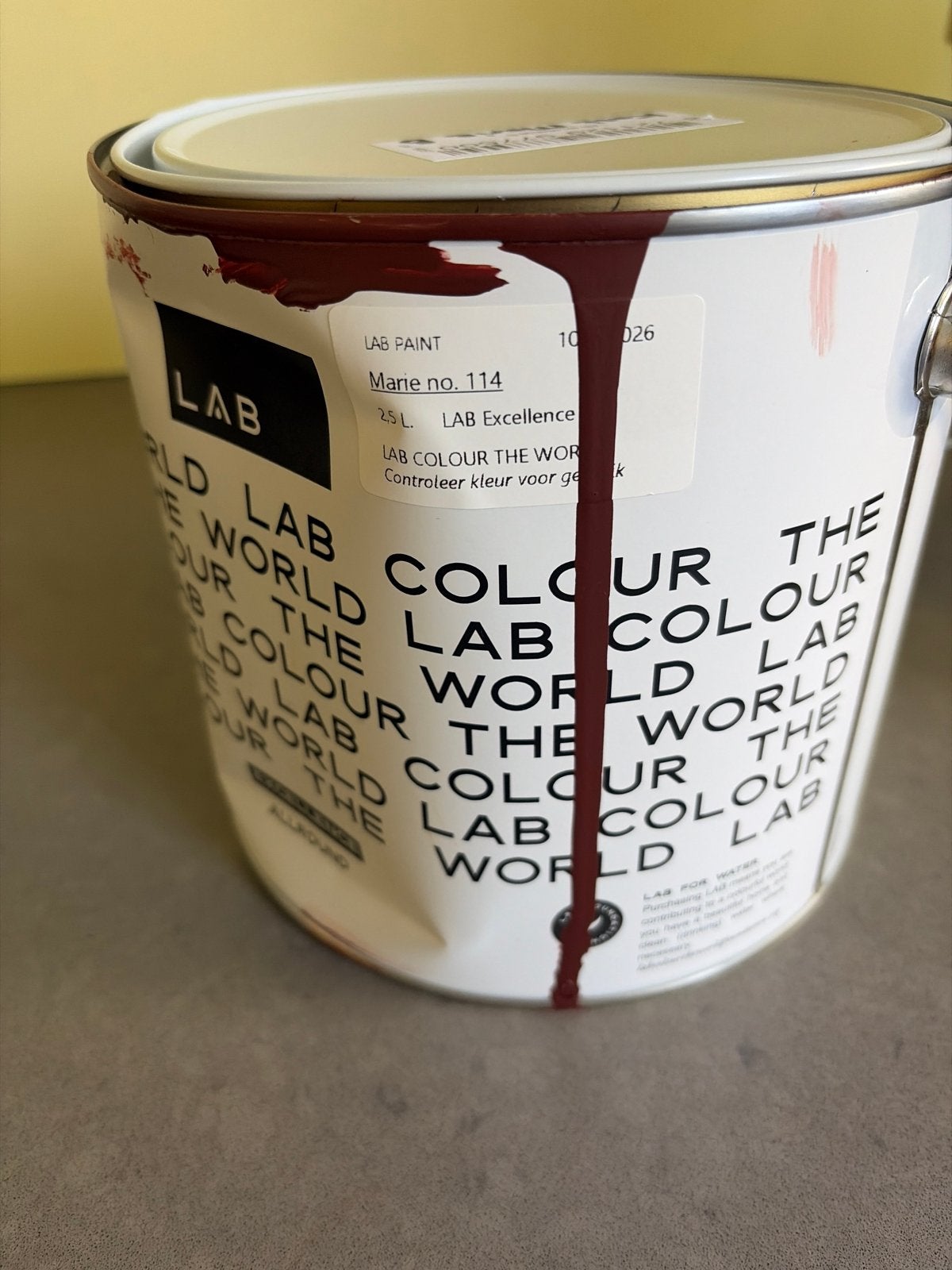 LAB LAB Paint Excellence Marie (bordeauxrood) 2.5L Verf, Doe-het-zelf en Verbouw, Verf, Beits en Lak, Ophalen, Gebruikt, Bruin