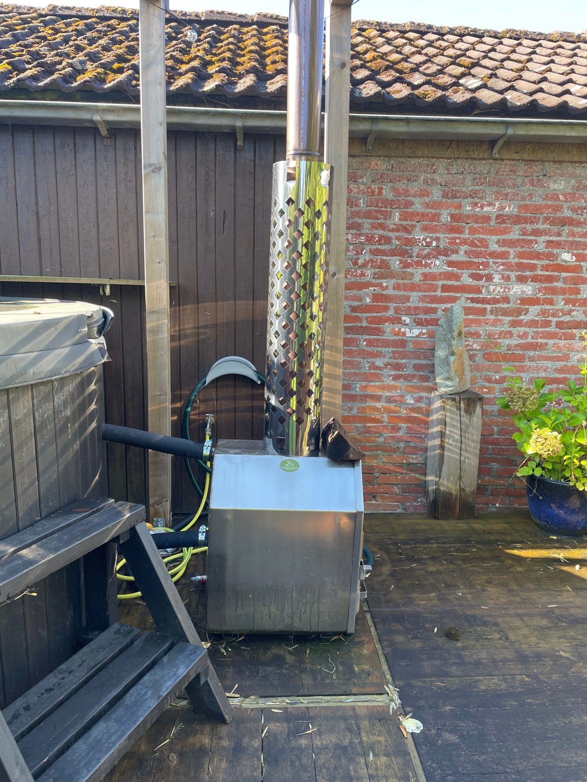 Hottub kachel RVS met 5 meter pijp, Tuin en Terras, Ophalen, Gebruikt, Vast