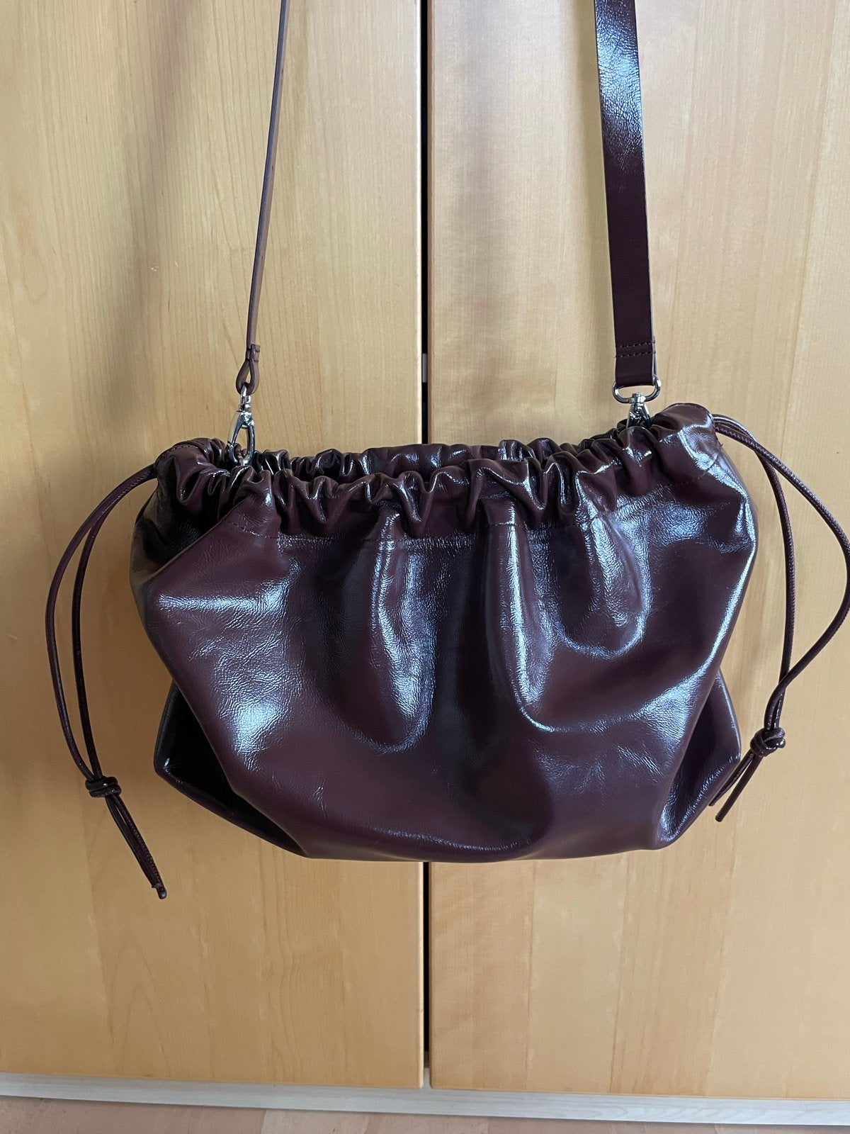 Second Female Bordeaux Leren Tas met Lak Afwerking, Ophalen of Verzenden, Zo goed als nieuw, Rood, Handtas