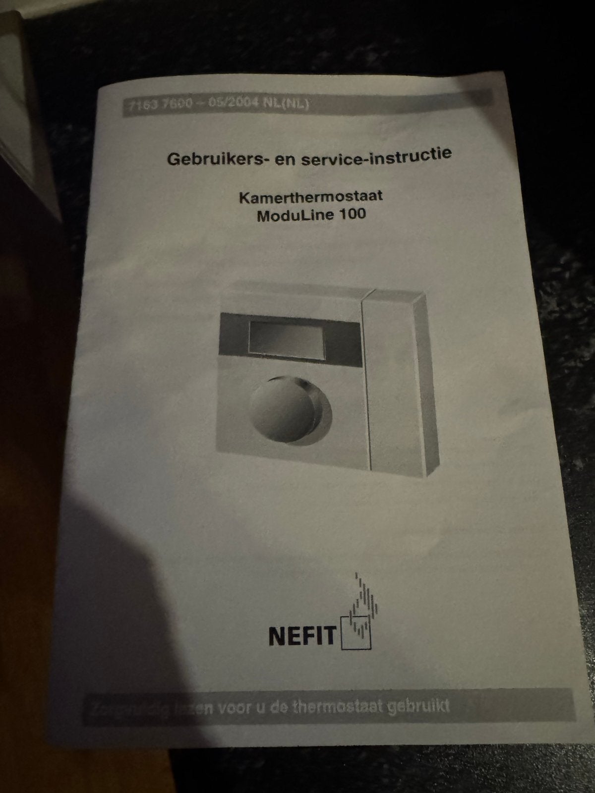 Nefit ModuLine 100 Kamerthermostaat Gebruikershandleiding, Ophalen of Verzenden, Slimme thermostaat, Gebruikt