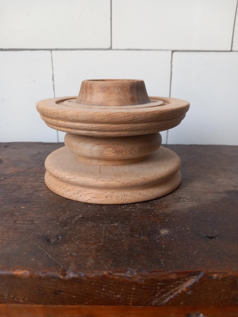 stoere kandelaar kaars brutalist eik vintage mid century, Ophalen of Verzenden