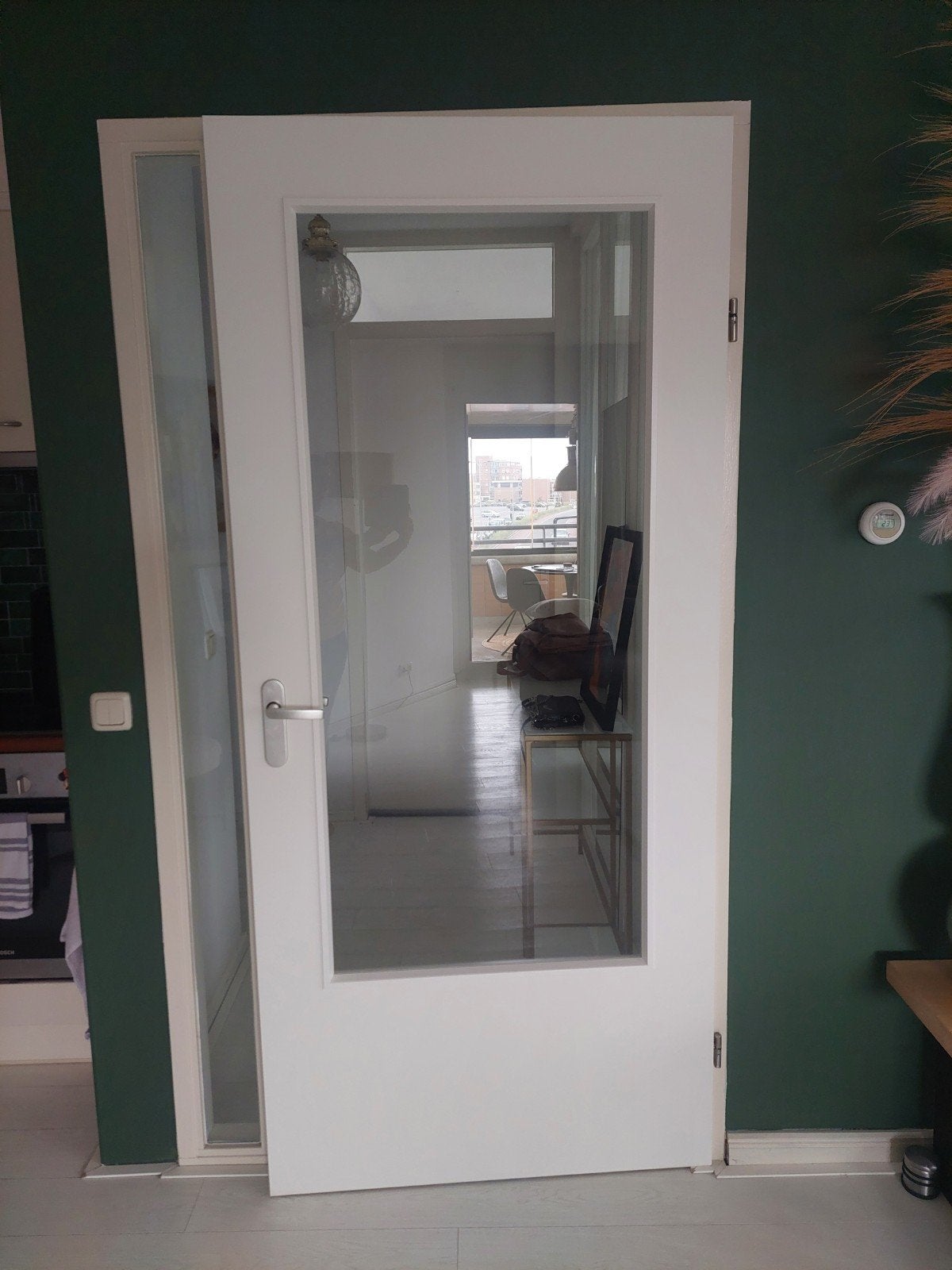 Opdekdeur met glas, rechtsdraaiend, 95x211 cm, Ophalen