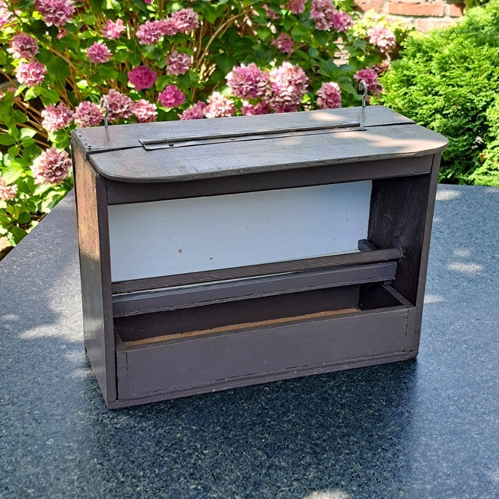 Vintage houten vogelvoederautomaat / voedersilo, Dieren en Toebehoren, Vogels | Toebehoren, Ophalen, Gebruikt, Eten en Drinken