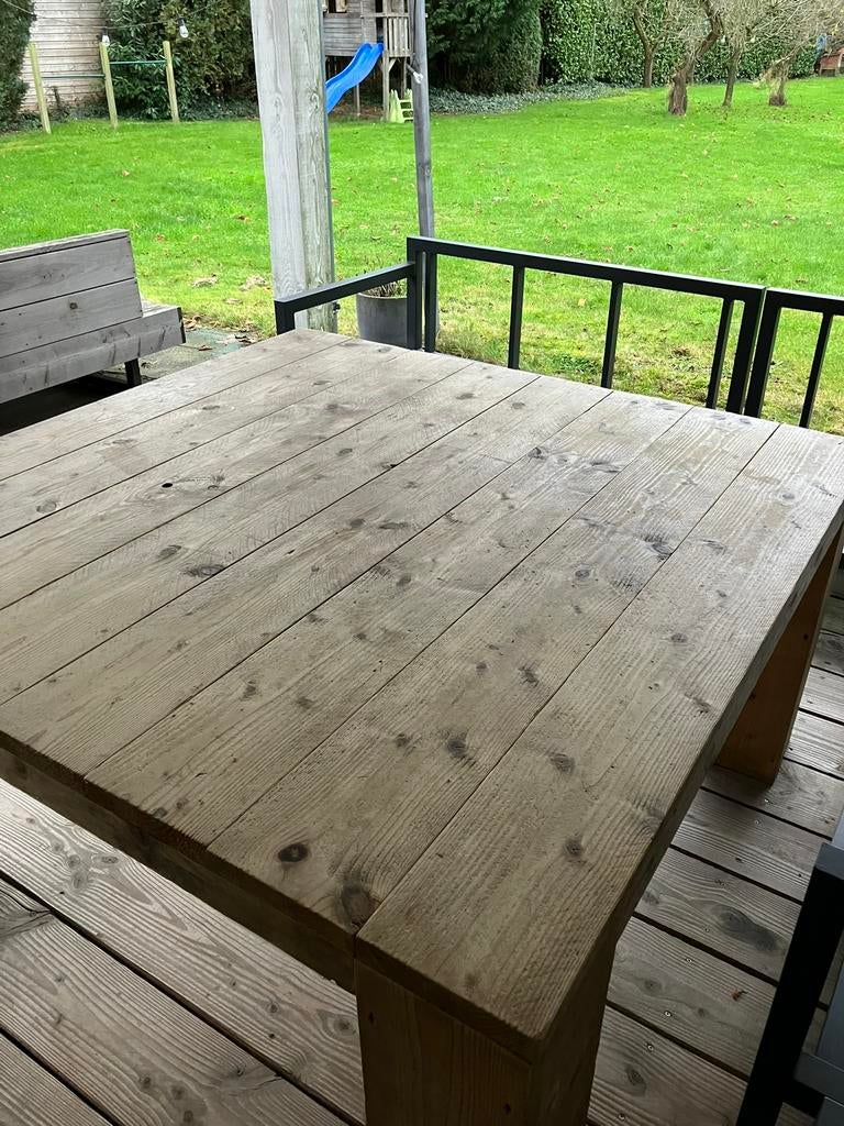 Steigerhouten tafel, Gebruikt, Vierkant, Ophalen of Verzenden, Steigerhout