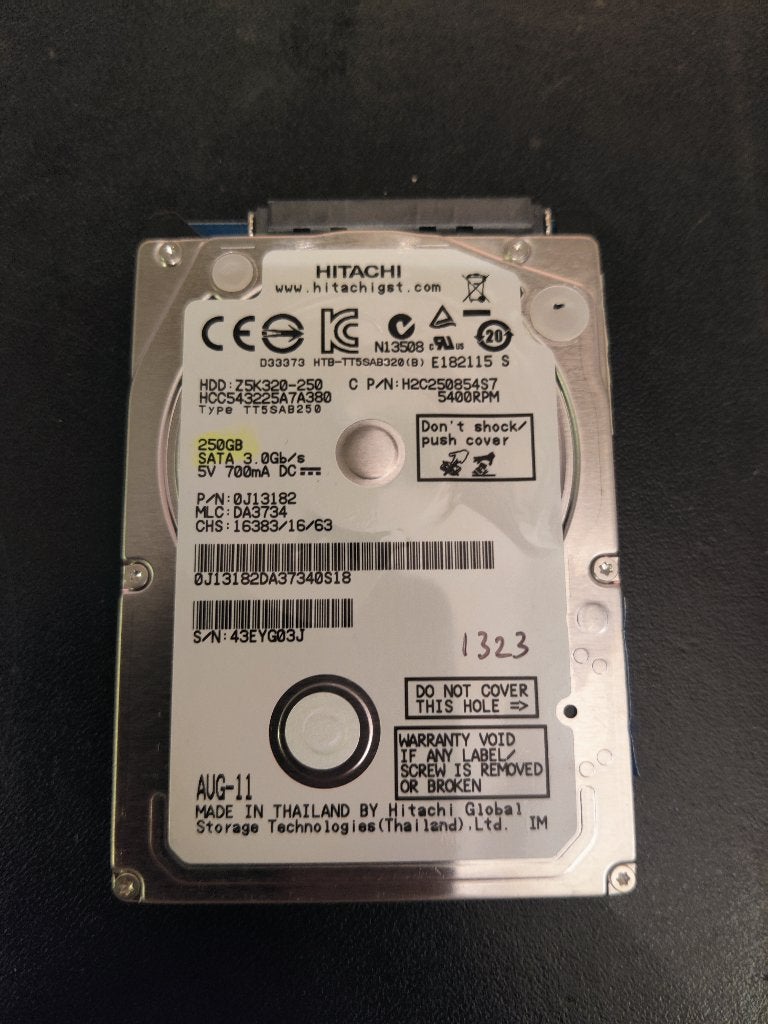 10 X Hitachi Z5K320-250 - 250GB 2,5" SATA [HDD-1323] 1-7, Ophalen of Verzenden, Gebruikt, Laptop