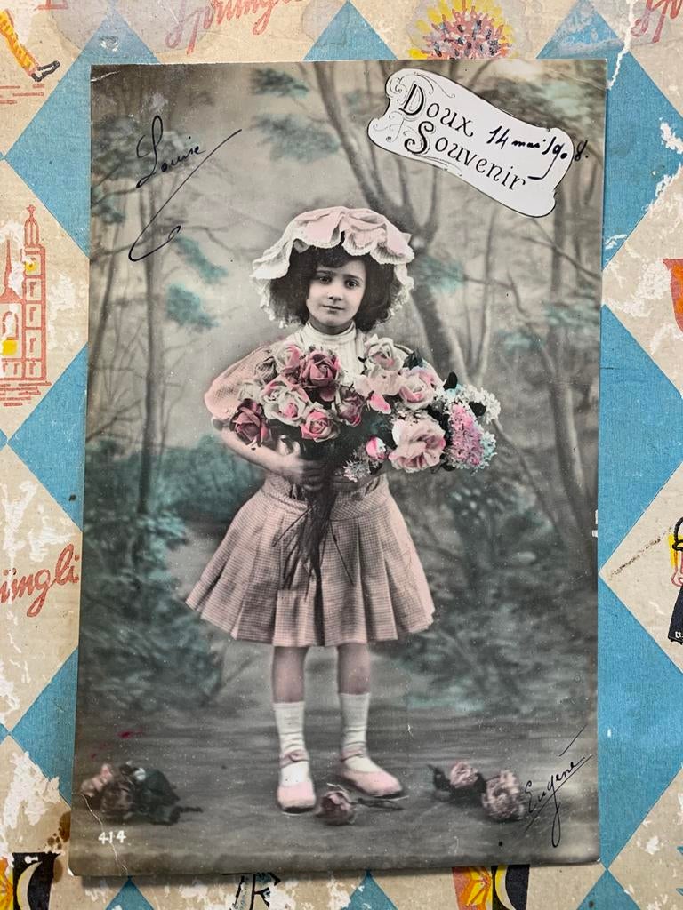 14-5-1908 Meisje in roze jurk (XX), Ophalen of Verzenden, Voor 1920, Gelopen, Kinderen