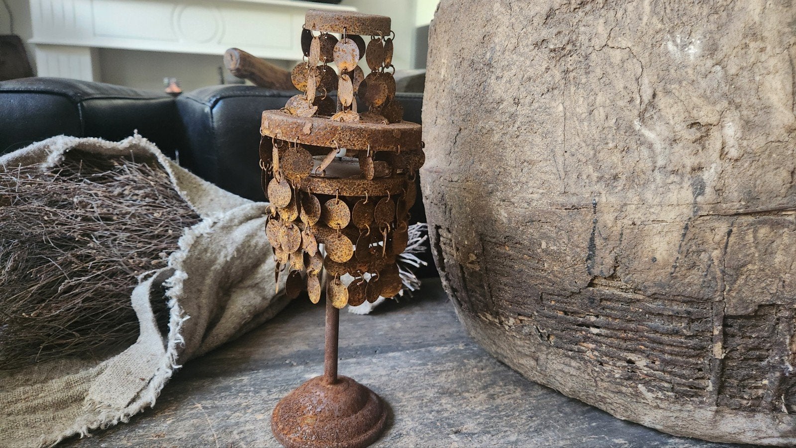 Roest schijfjes kandelaar/ lampje, Ophalen of Verzenden