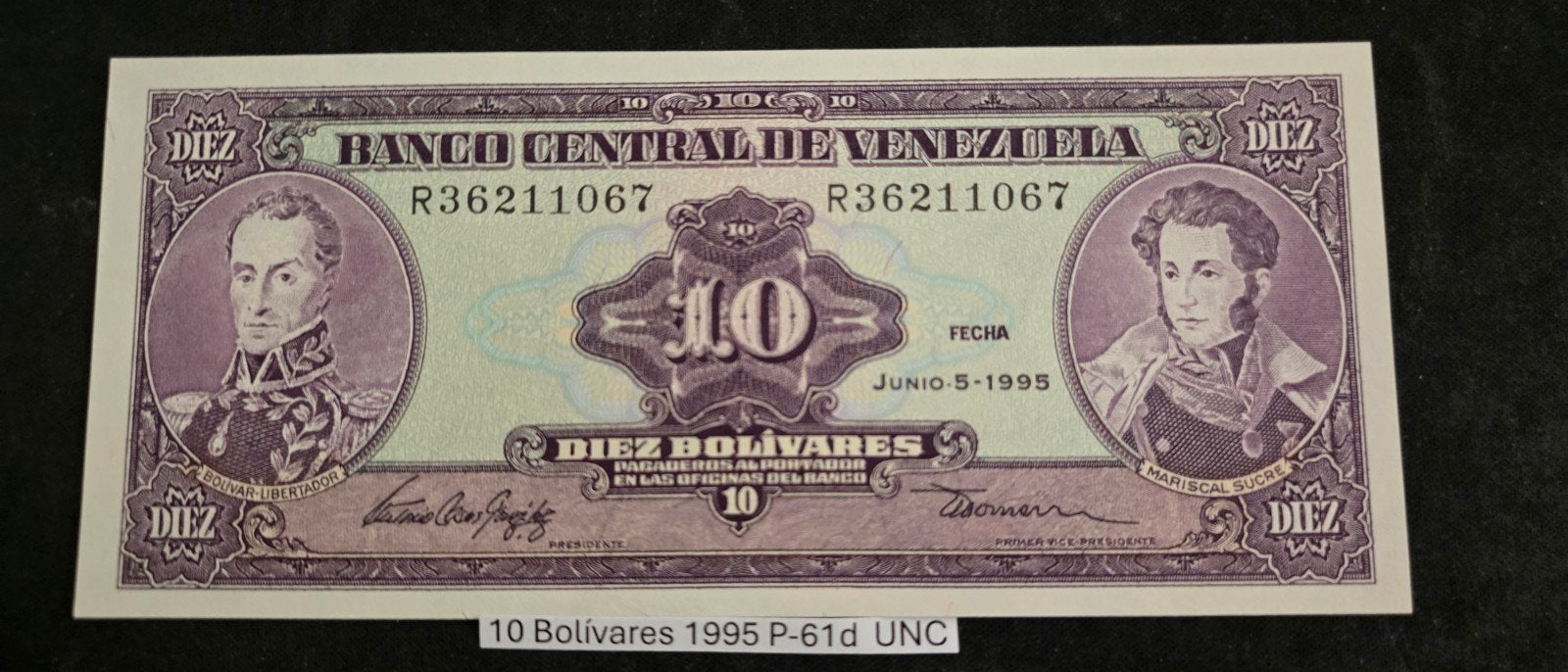 Venezuela 10 Bolívares 1995 P-61d UNC bankbiljet, Ophalen of Verzenden