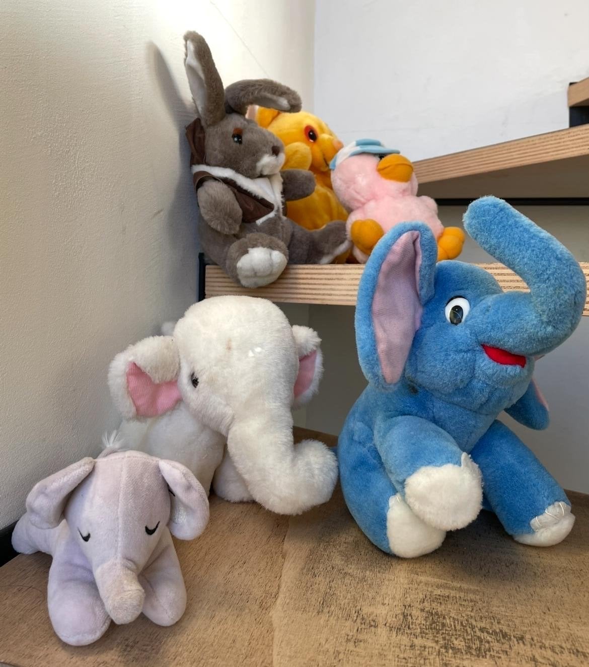 Diverse knuffels: Olifanten, konijn, eend en meer!, Gebruikt, Blauw, Ophalen of Verzenden, Middelgroot (20 tot 80 cm)