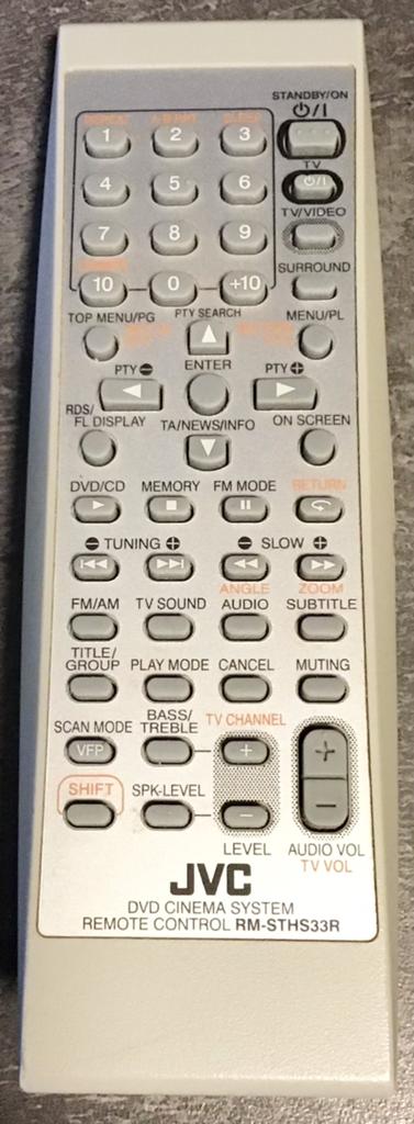 ORIGINELE JVC RM-STHS33R DVD CINEMA SYSTEM AFSTANDSBEDIENING, Ophalen of Verzenden, Gebruikt, Origineel