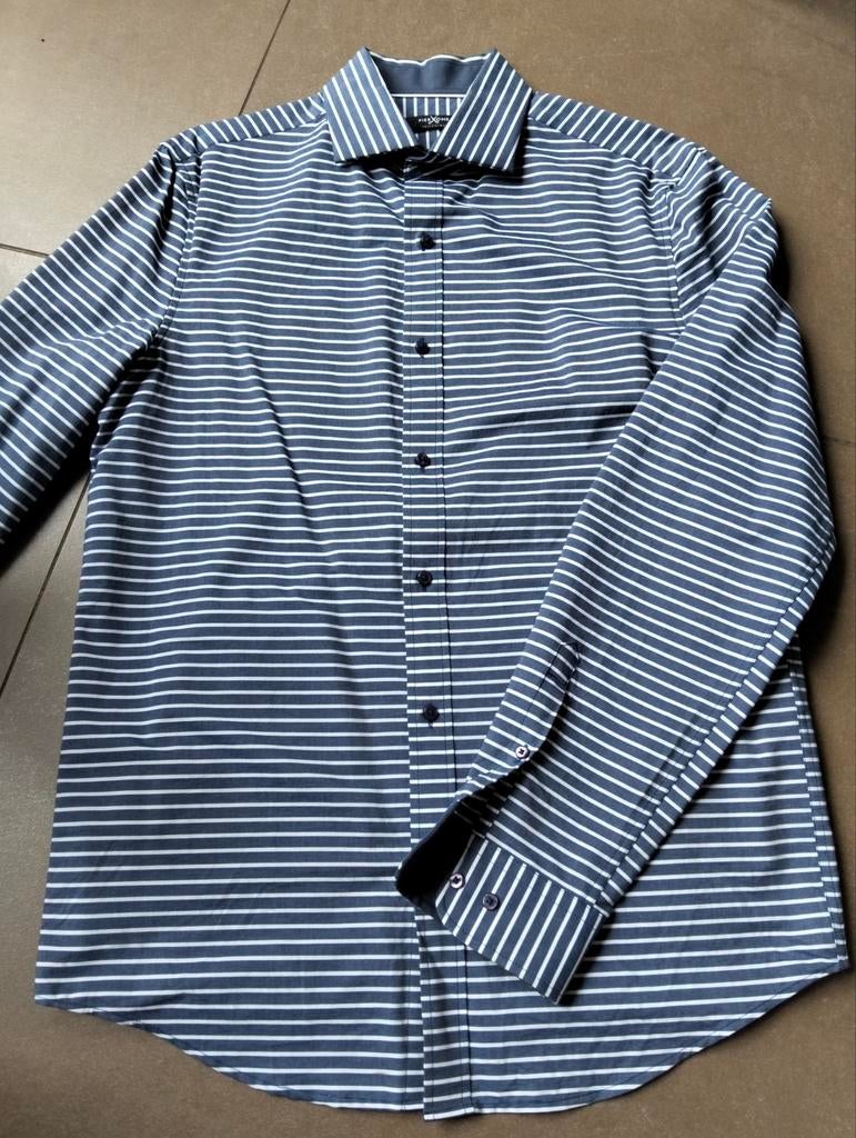 Pier One- Heren overhemd met strepen, Kleding | Heren, Ophalen of Verzenden, Zo goed als nieuw, Blauw, Pier One