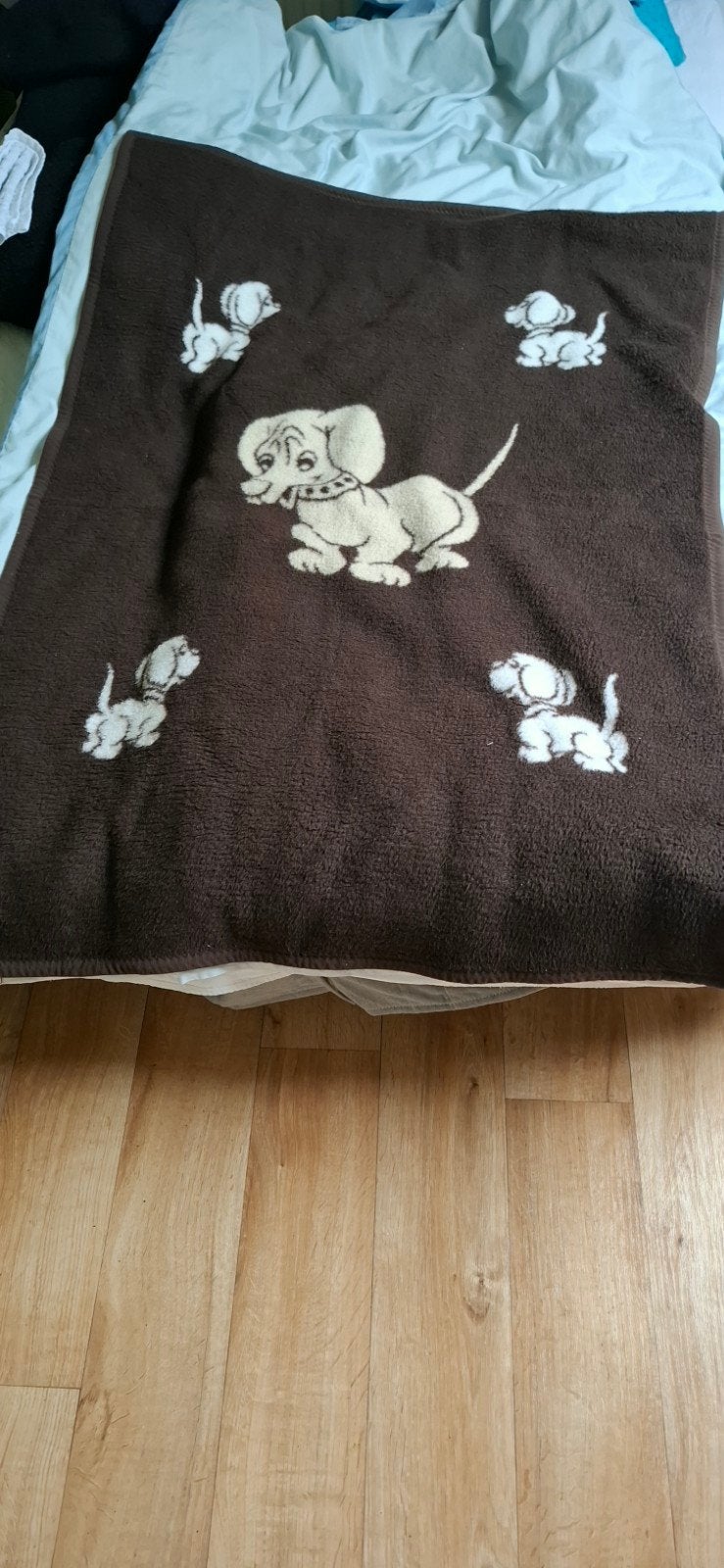 Vintage kinderdeken, Ophalen, Gebruikt, Bruin, Jongetje of Meisje