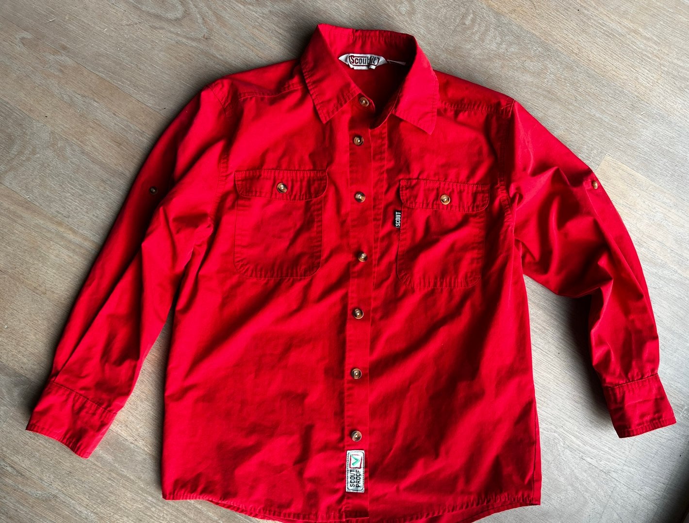Scoutfit Beverblouse maat 140 - Rood, Ophalen of Verzenden, Gebruikt, Kleding