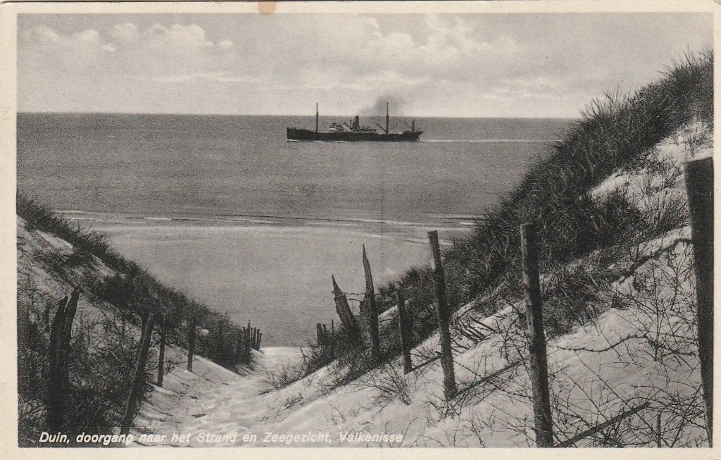 VALKENISSE Doorgang naar het Strand Zeegezicht, Verzenden, 1920 tot 1940, Ongelopen, Zeeland