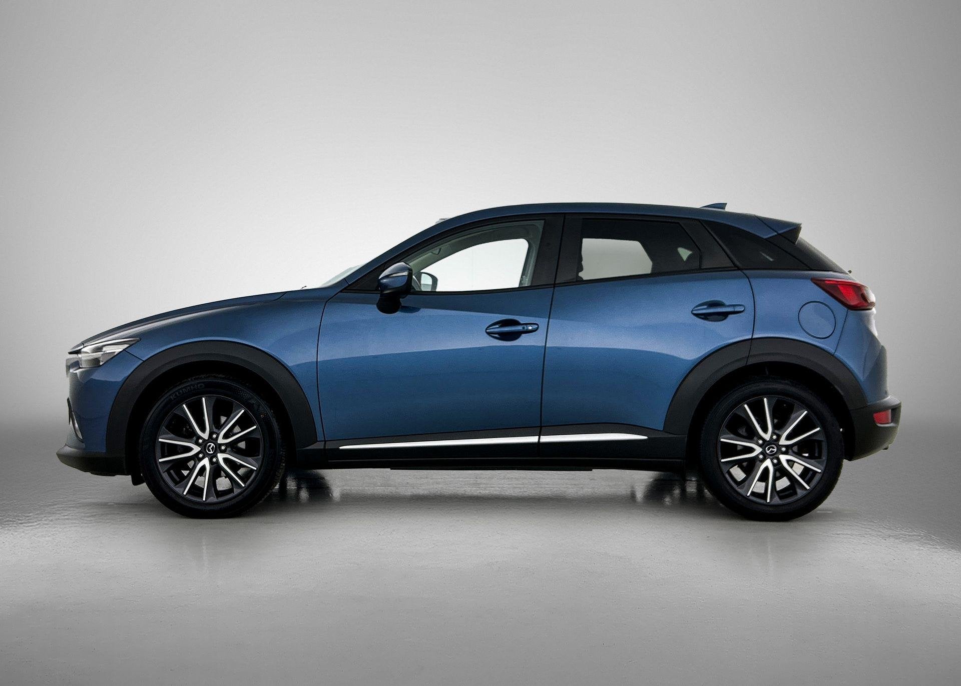 Mazda CX-3 2.0 SkyActiv-G 120 GT-M | ADAPTIVE CRUISE CONTROL, Auto's, 4 cilinders, Blauw, Automatische klimaatregeling, Leder