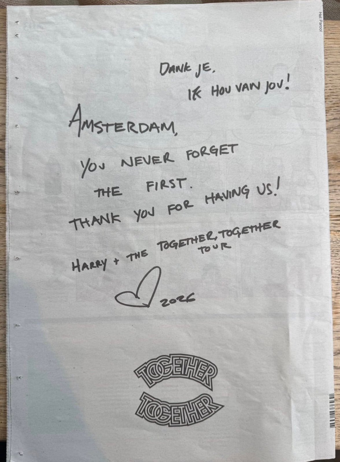 Parool HARRY STYLES, Boeken, Ophalen of Verzenden, Zo goed als nieuw, Krant