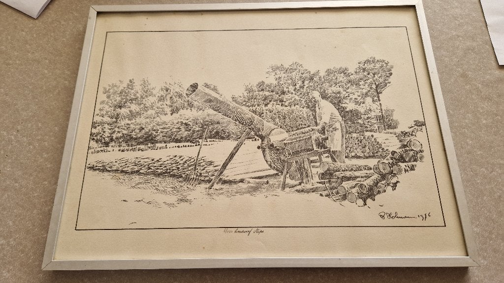 2 oude tekeningen etsen uit de rips, Ophalen of Verzenden