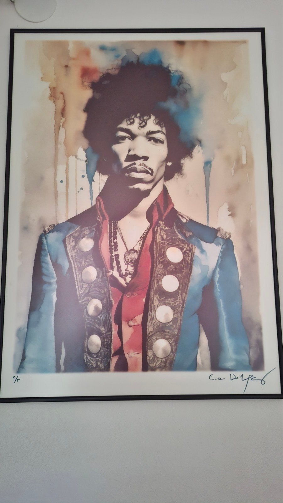 Jimi Hendrix - Watercolor Edition Giclée door Emma Wildfang, Ophalen