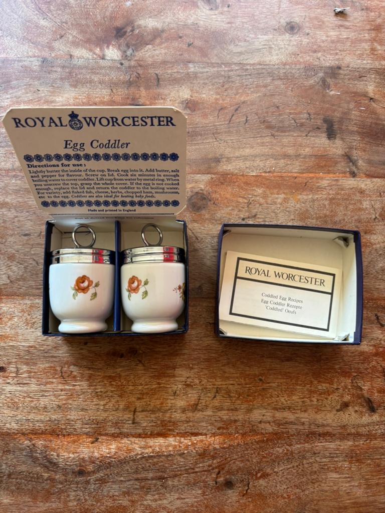 Royal Worcester Egg Coddler Set – met Doos & Receptenboekje, Ophalen, Zo goed als nieuw, Porselein, Overige typen