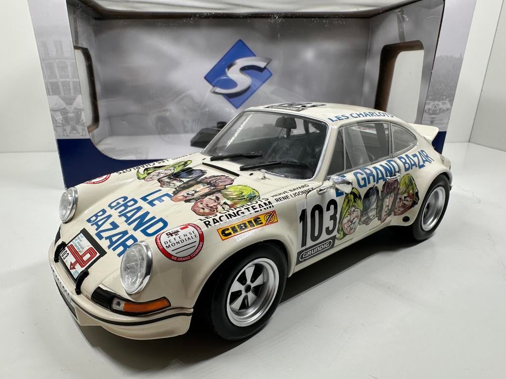 SOLIDO 1:18 PORSCHE 911 RSR RALLY DE FRANCE '73 BAZAR NIEUW, Ophalen of Verzenden, Nieuw, Auto, Solido