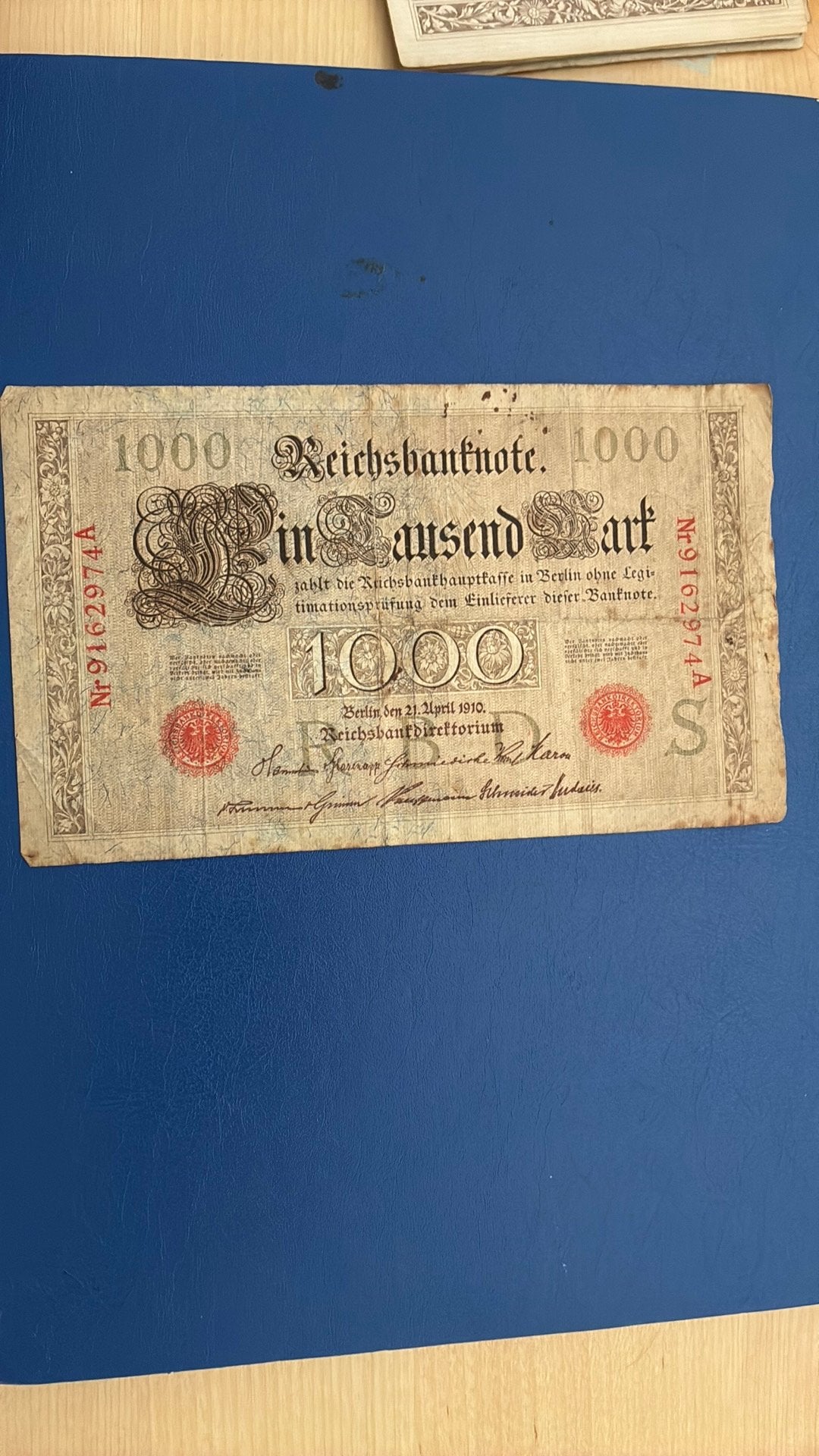 Duitsland 1000 mark 1910 rode serienummer, Ophalen of Verzenden, Duitsland
