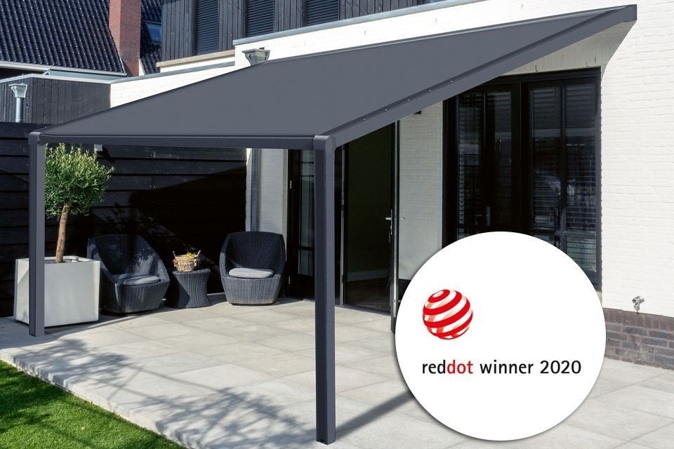 3x Verano Tumba V642 pergolazonwering/ zwart RAL 9005/ Somfy, Ophalen, Nieuw, Veranda