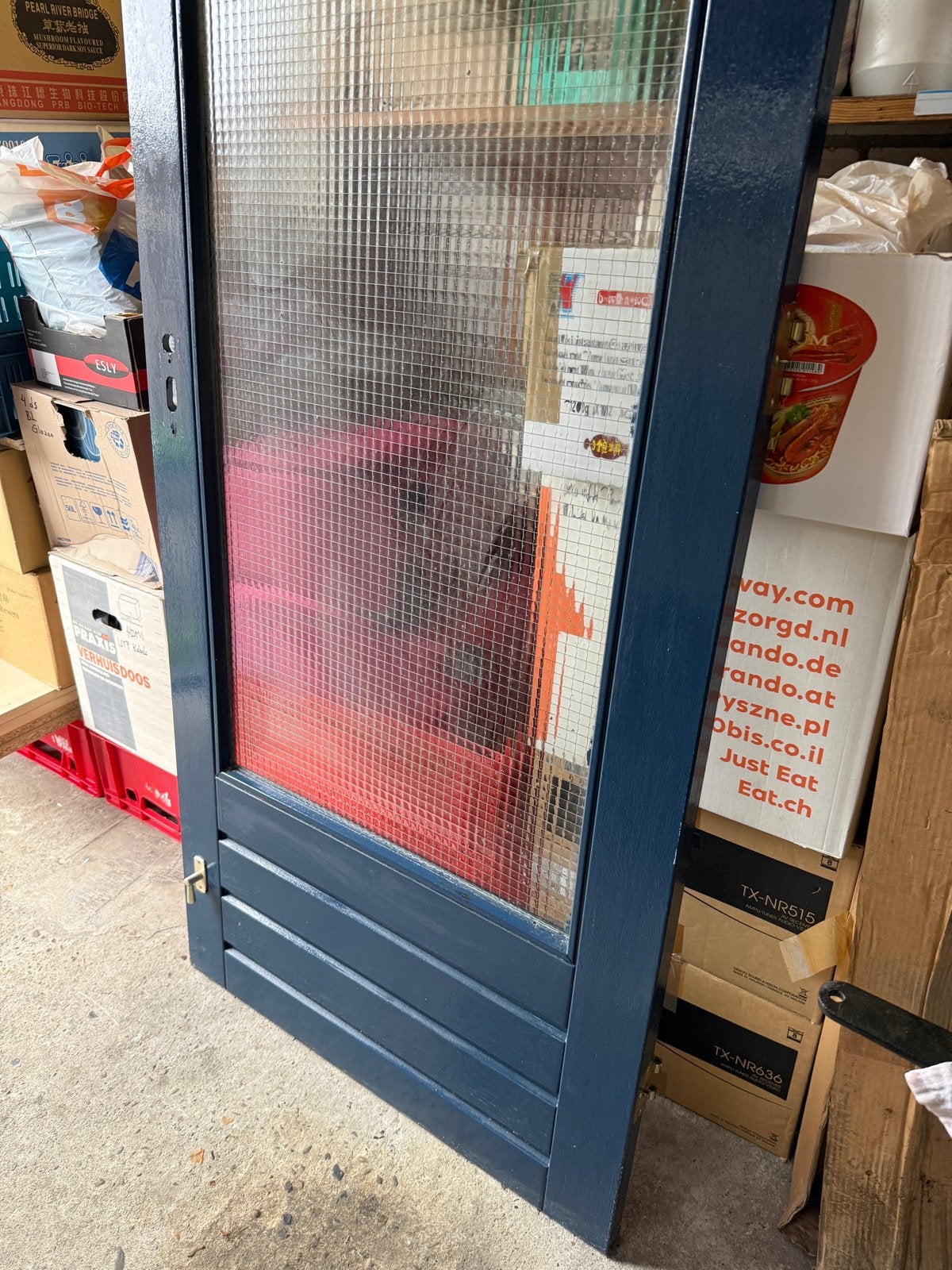 Hardhouten Buitendeur met Glas - 83x211 cm, Ophalen, Gebruikt, 80 tot 100 cm, Buitendeur