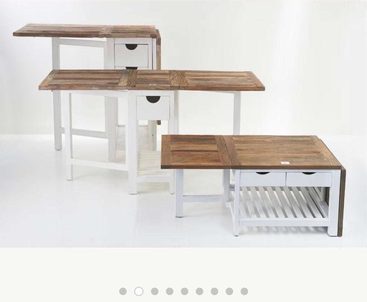 Riviera maison Uitklap eettafel met lades - Landelijke stijl, Huis en Inrichting, Tafels | Eettafels, Ophalen, Gebruikt, 100 tot 150 cm