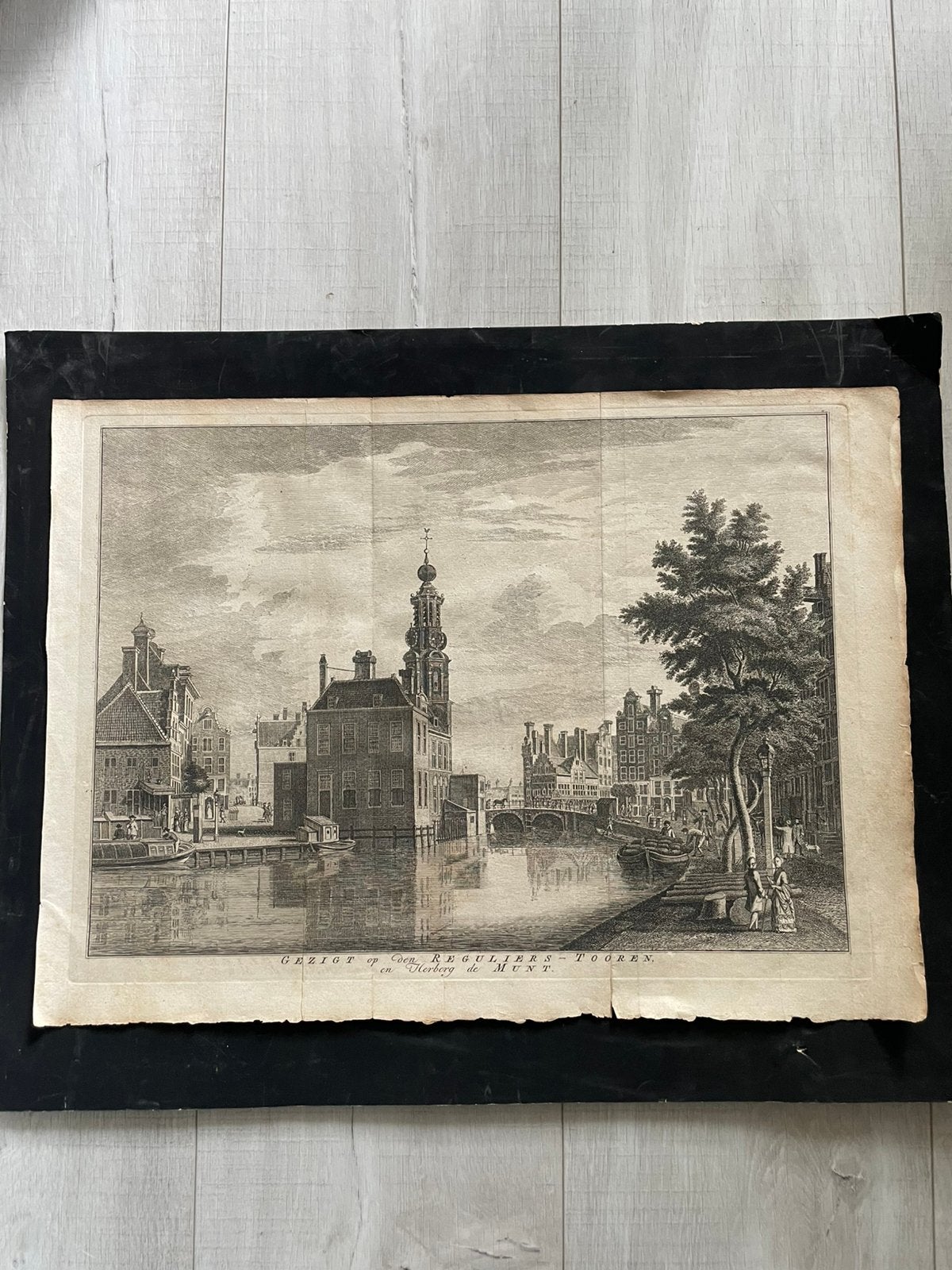 Te koop Gezicht op Reguliers Toren, Antiek en Kunst, Ophalen, Ets, Prent