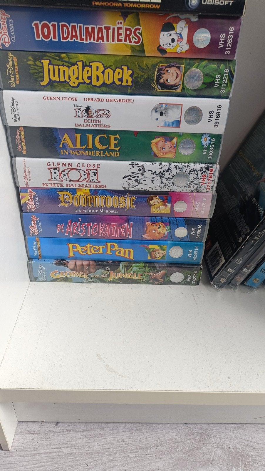Disney VHS Collectie 101 Dalmatiërs, Jungle Boek, Alice, etc, Ophalen, Gebruikt, Tekenfilm, Alle leeftijden