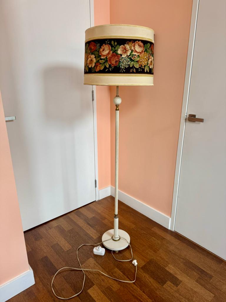 Vintage Retro Vloerlamp met Bloemen Patroon Jaren '60-'70, Ophalen of Verzenden